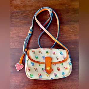 DOONEY & BOURKE Vtg Mini Flap Monogram Crossbody Purse, Multicolor Rainbow